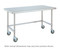 Mobile Stainless Steel Work Tables, 316 Stainless Steel Top and 3-Sided Frame