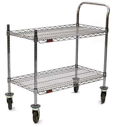 Cleanroom Carts On Wheels | Chrome Carts, 2 Shelves, 18