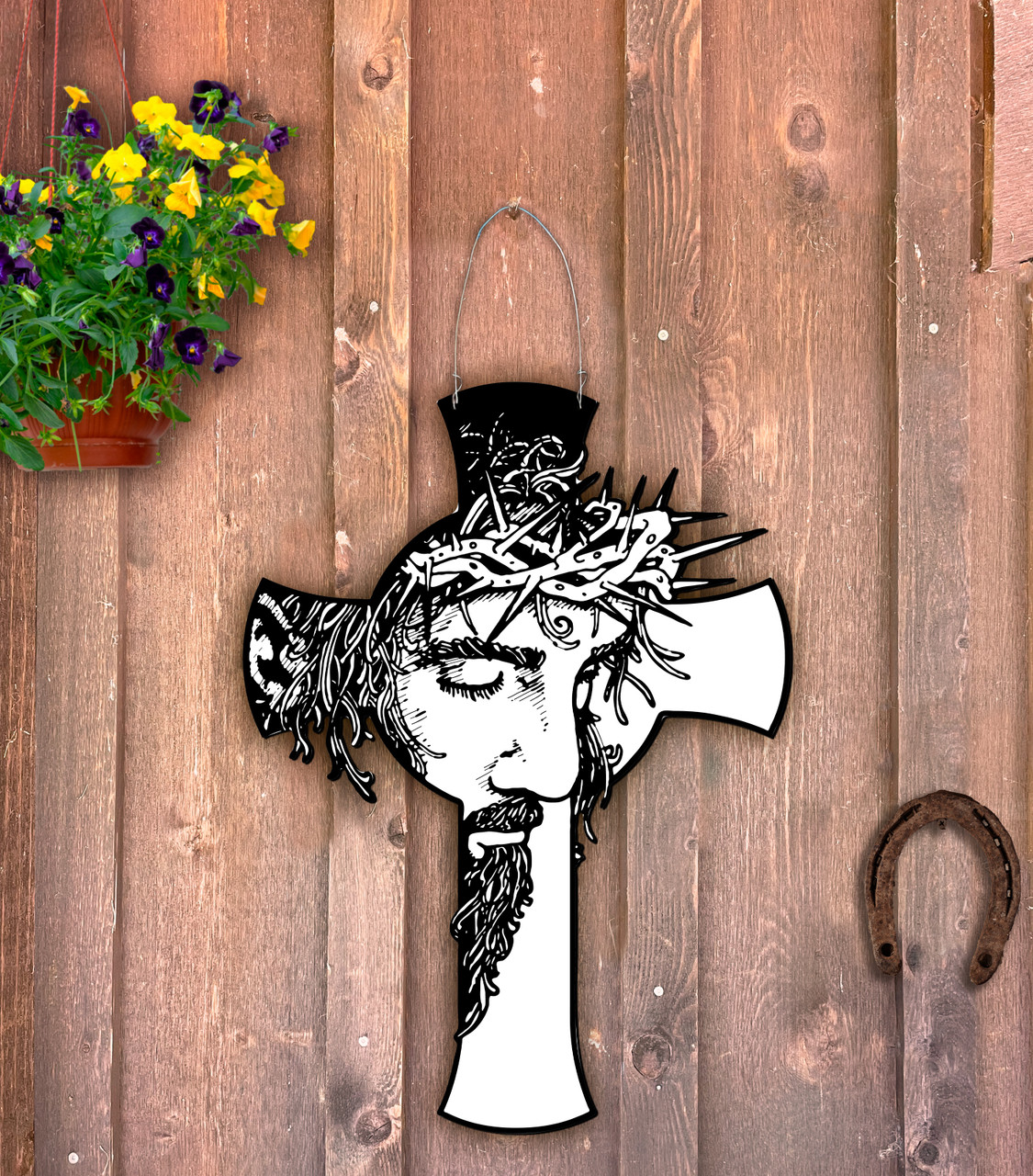 Outdoor Metal Art Black and White Cross - Nelson Gifts