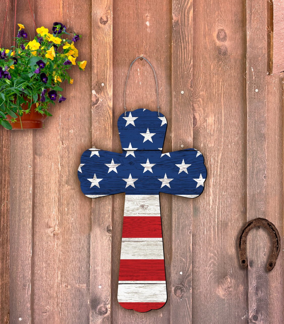 Outdoor Metal Art Stars and Stripes Cross - Nelson Gifts