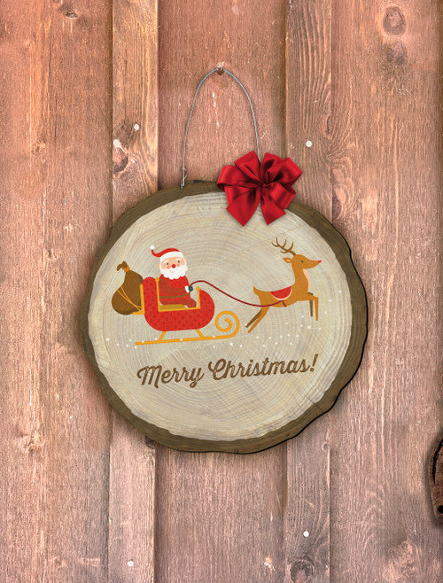 "Merry Christmas" Sleigh Log End Door Hanger