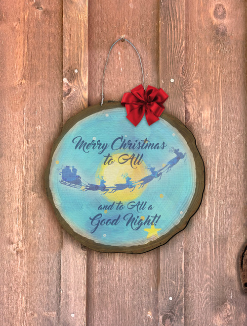 "Merry Christmas to All" Starry Log End Door Hanger