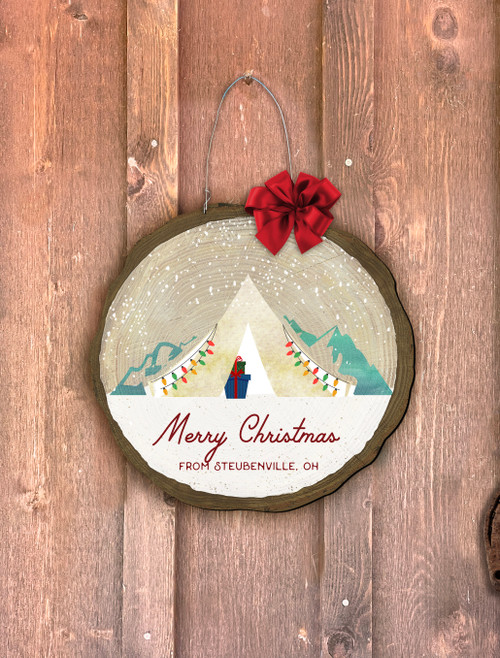 "Merry Christmas" Tent Log End Door Hanger (Customizable)