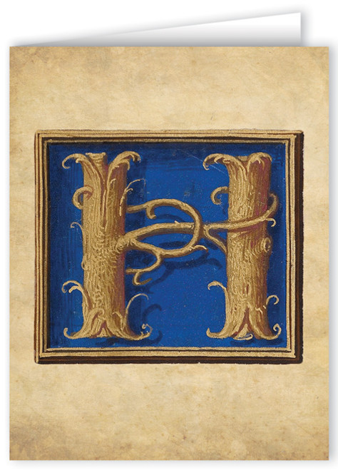 Letter H Illuminated Manuscript Note Card