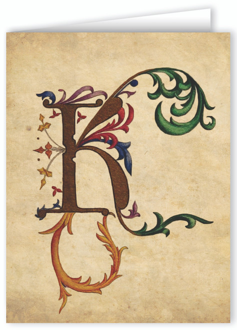 Letter K Illuminated Manuscript Note Card