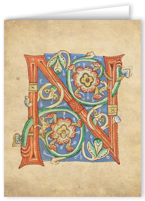 Letter N Illuminated Manuscript Note Card