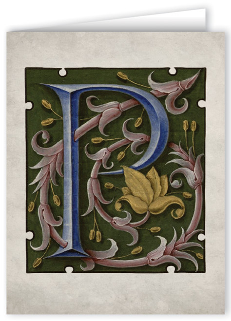 Letter P Illuminated Manuscript Note Card