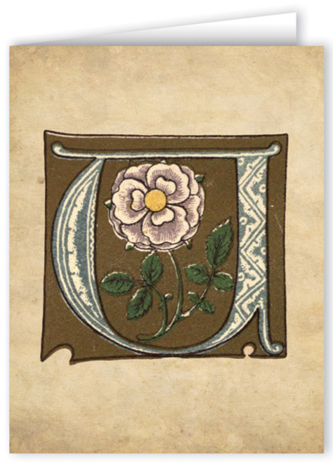 Letter U Illuminated Manuscript Note Card