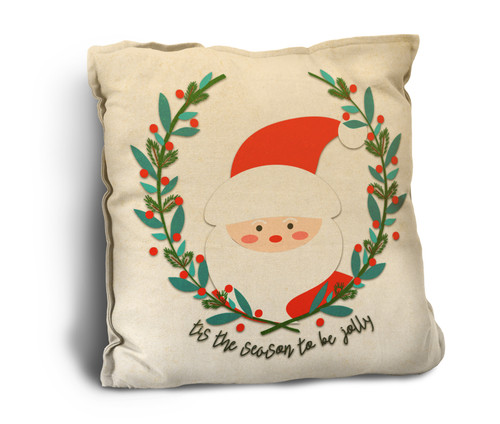 "Tis the Season" with Cute Santa Rustic Pillow