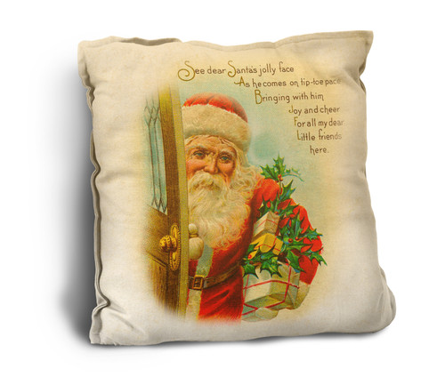Vintage Santa at the Door Rustic Pillow