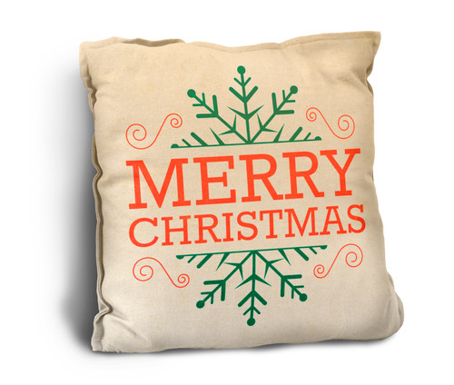 Snowflake "Merry Christmas" Rustic Pillow