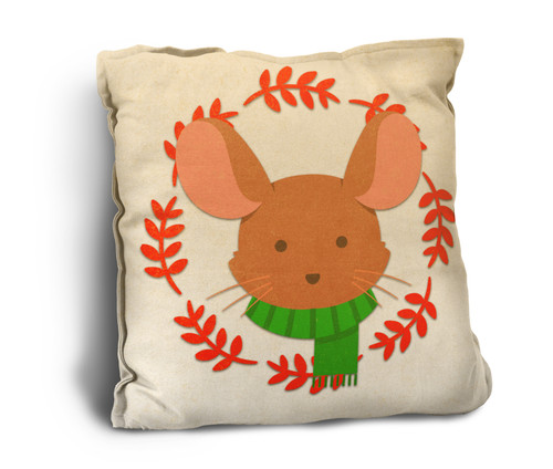 Cute Mouse with Scarf Rustic Pillow