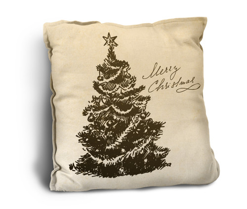 "Merry Christmas" with Tree Rustic Pillow