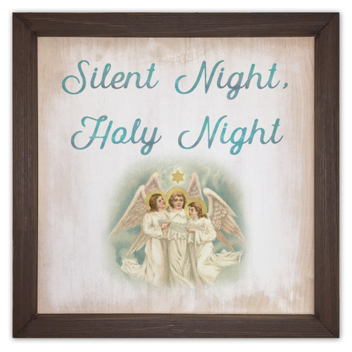 Silent Night Rustic Framed Quote