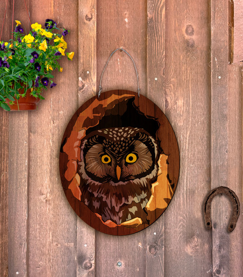 Outdoor Metal Art Owl Hole