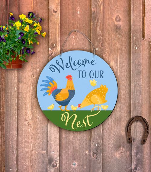 Outdoor Metal Art Chicken Welcome