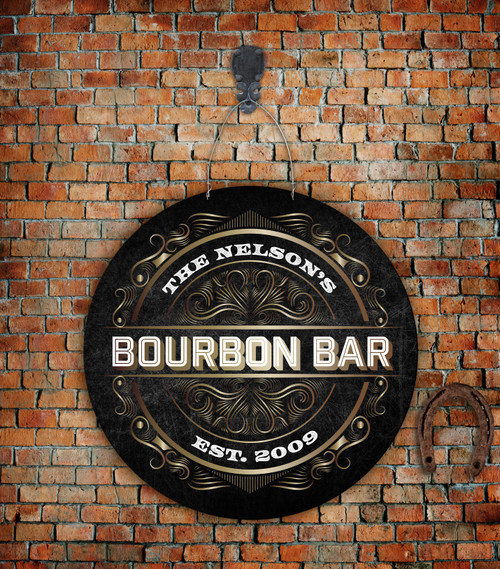 Outdoor Metal Art Bourbon Bar Sign (Customizable)