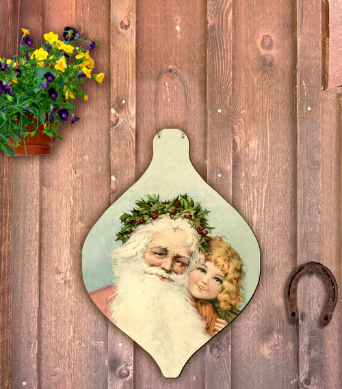 Outdoor Metal Art Vintage Santa Ornament