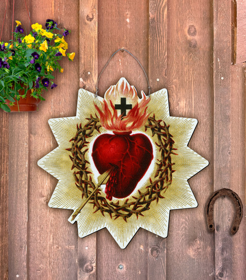 Outdoor Metal Art Antique Sacred Heart
