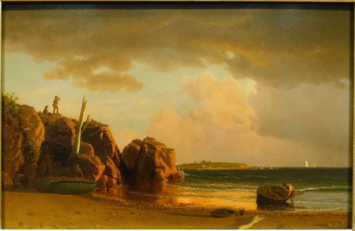 View Near Newport - Albert Bierstadt Framed Print Canvas