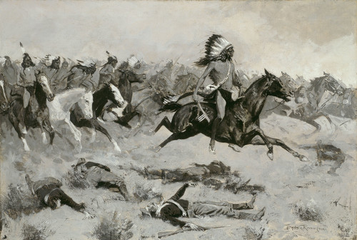 Rushing Red Lodges Passed through the Line - Frederic Remington