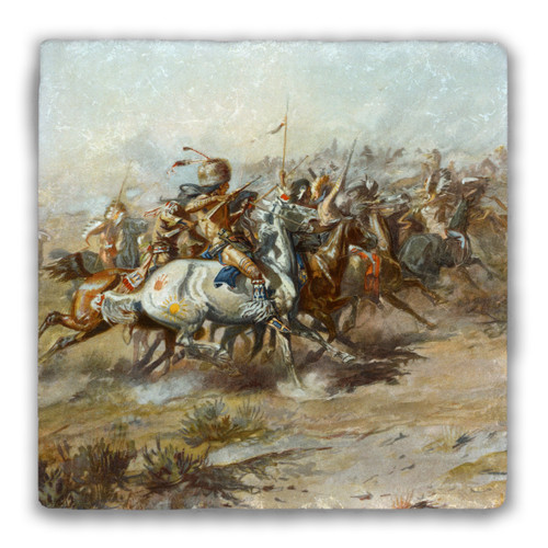 "The Custer Fight" Tumbled Stone Coaster
