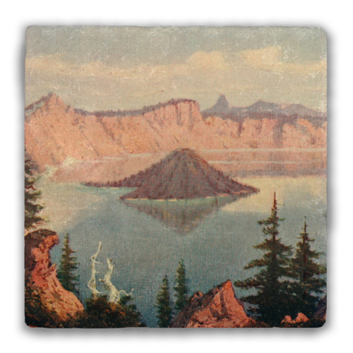 "Crater lake" Tumbled Stone Coaster