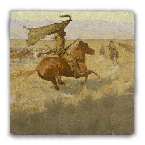 "The Stampede: Horse Thieves" Tumbled Stone Coaster