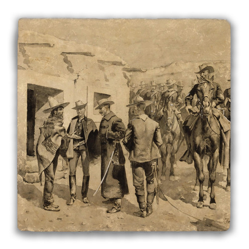 "U.S. Cavalry Hunting Garza Men" Tumbled Stone Coaster