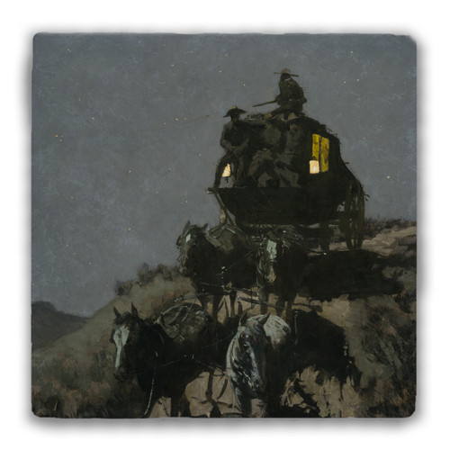 "The Old Stage-Coach of the Plains" Tumbled Stone Coaster