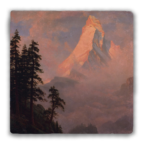 "Sunrise on the Matterhorn" Tumbled Stone Coaster