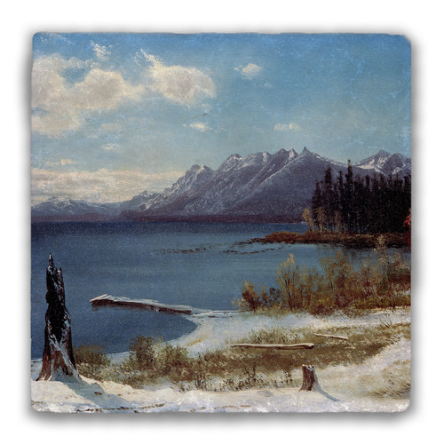 "Lake Tahoe in Winter" Tumbled Stone Coaster