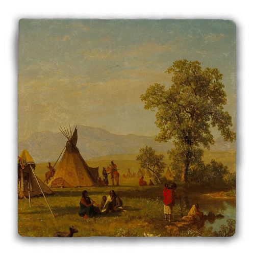 "Sioux Village Near Fort Laramie" Tumbled Stone Coaster