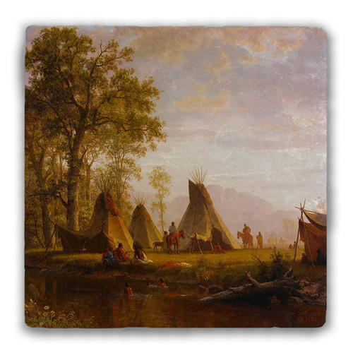 "Indian Encampment" Tumbled Stone Coaster