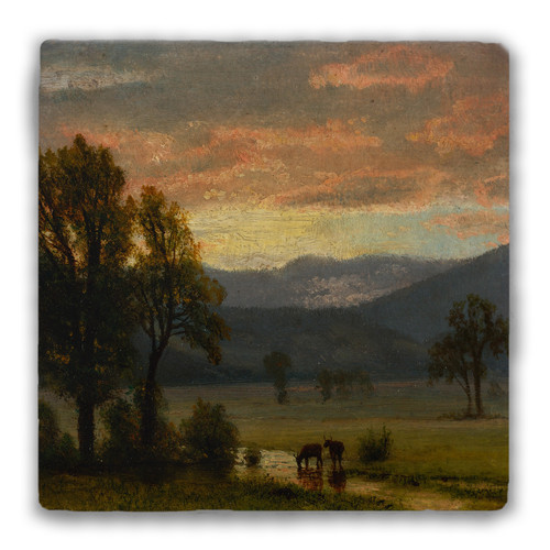 "Landscape with Cattle" Tumbled Stone Coaster