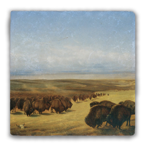 "The Gathering of the Herd" Tumbled Stone Coaster