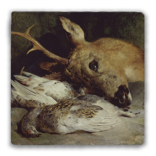 "Head of a Roebuck and Ptarmagin" Tumbled Stone Coaster