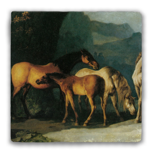 "Mares and Foals" Tumbled Stone Coaster
