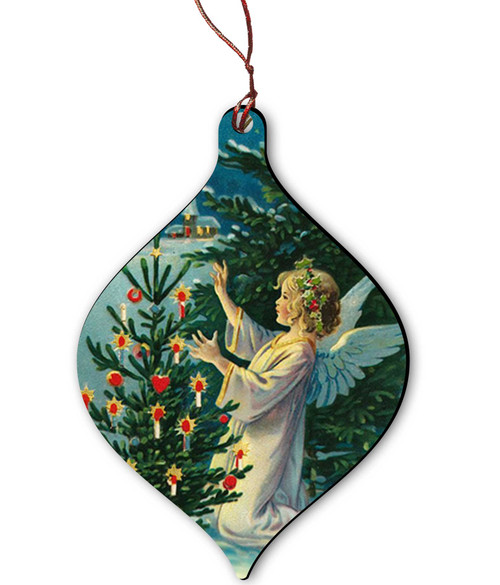 Angel Decorating Tree Vintage Ornament