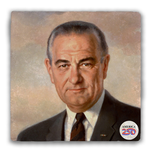 Lyndon B. Johnson Tumbled Stone Coaster