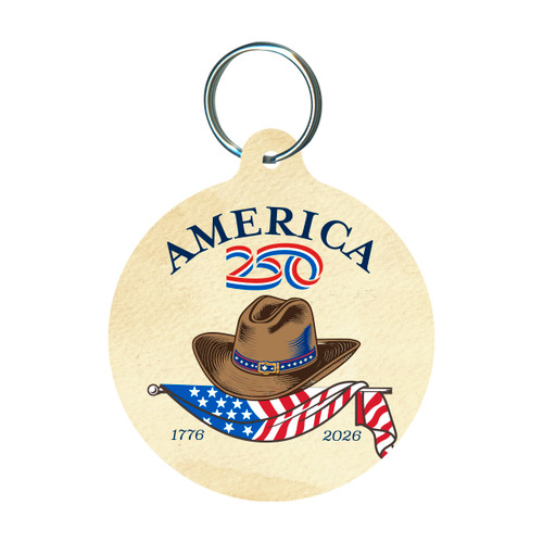 America250™ Cowboy Hat Round Keychain