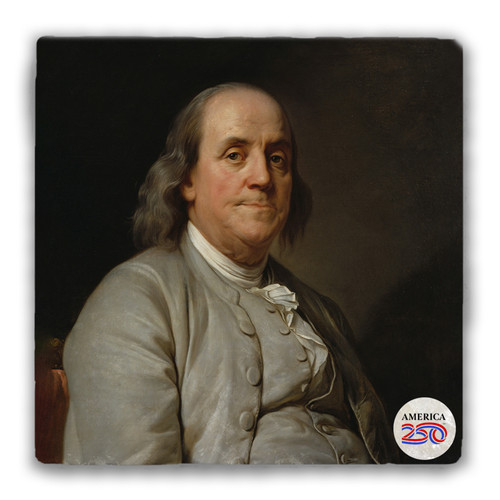 Benjamin Franklin Tumbled Stone Coaster