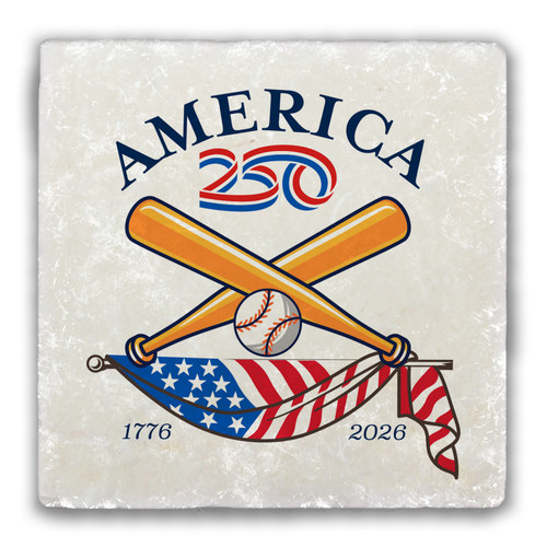 America250™ Baseball Tumbled Stone Coaster