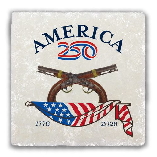 America250™ Pistol Tumbled Stone Coaster