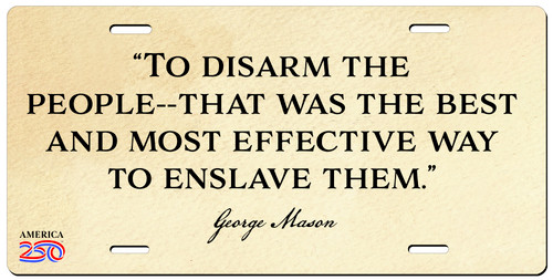 "To Disarm the People" License Plate