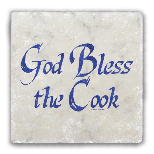 God Bless the Cook Tumbled Stone Coaster
