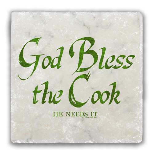 God Bless the Cook (He Needs It) Tumbled Stone Coaster