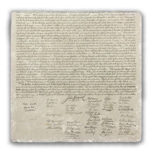 Signed Declaration of Independence Tumbled Stone Coaster