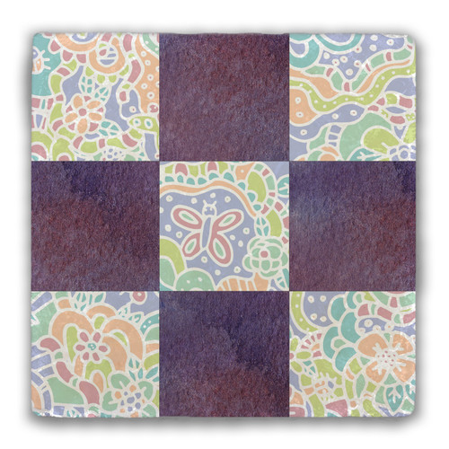 Nine Patch Quilt Tumbled Stone Coaster