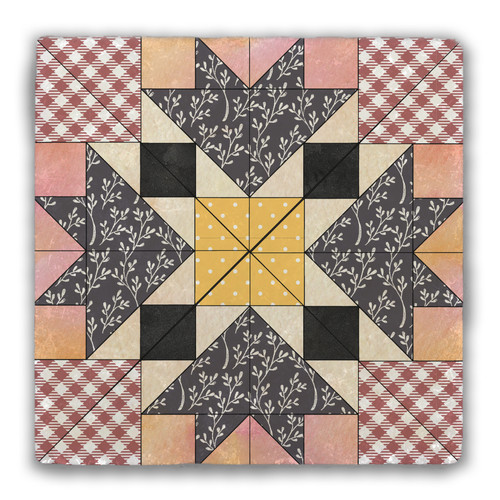 Crow's Foot Quilt Tumbled Stone Coaster